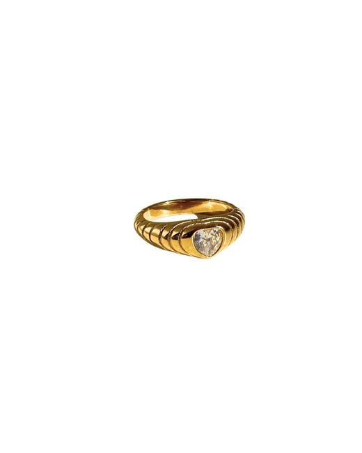 Decolet the label Metallic Heart Zircon Ring Band