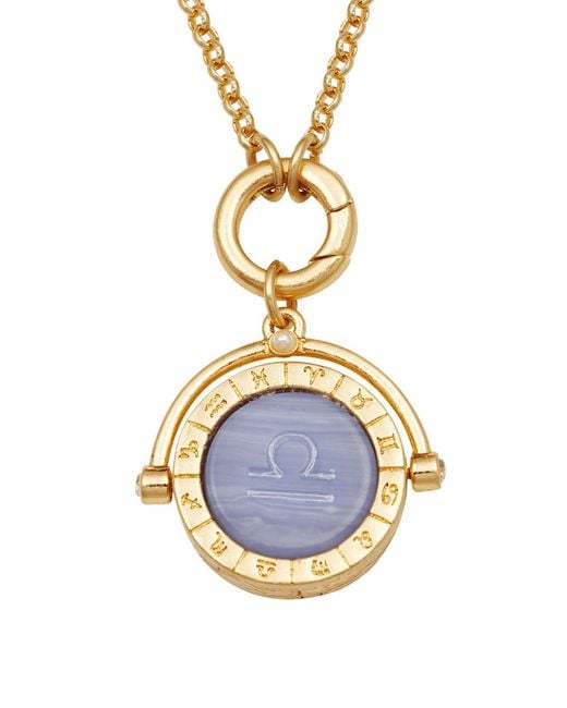 Fable England Metallic Libra Zodiac Spinner Necklace