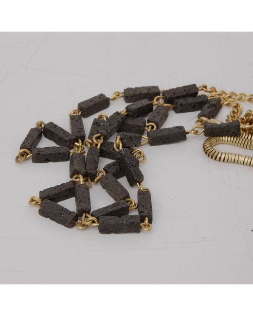 Zeworks Metallic Vast Lava Stone Necklace