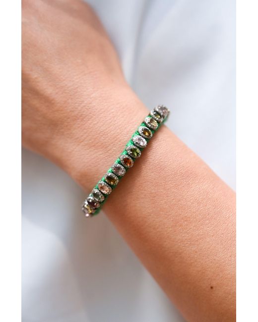 Caravan of Stones Green Mini Thread Diamond Bracelet With Multi-Coloured Tourmalines