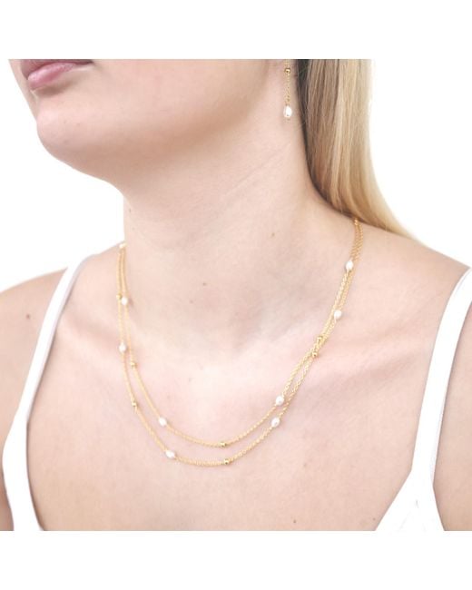 Linda Fiore Metallic Ava Double Pearl Necklace