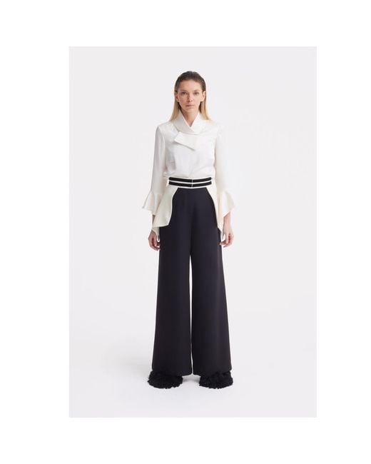 Julia Allert Black Neutrals Statement Waist Wide-Leg Trousers –