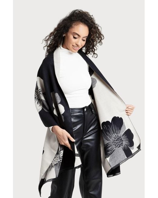 Saachi Black Fresh Floral Reversible Scarf