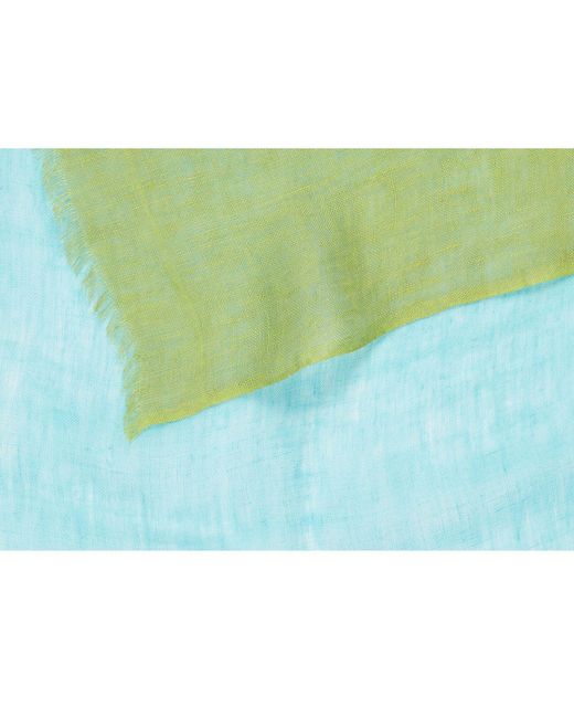 Heritagemoda Green Multicolour Dip Dye Ombré Linen Scarf
