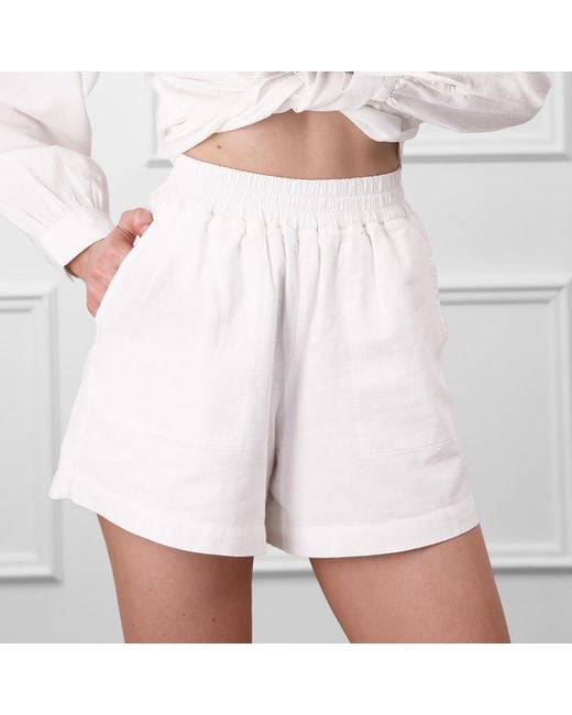 VLD White Calabasas Linen Shorts
