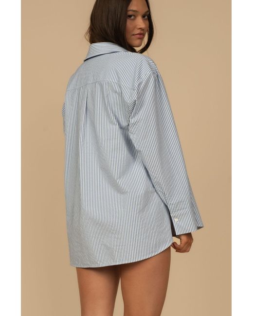 Montce Blue Classic Stripe Boyfriend Button-Down Shirt