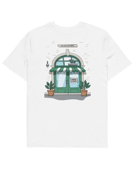Anchor and Crew Blue Gustatory Coffee & Chats Organic Cotton Embroidered T-Shirt
