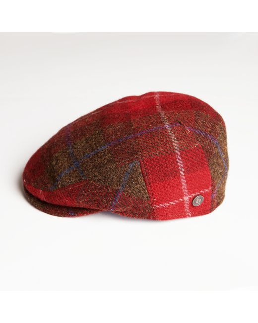 Dasmarca Hats Red Justin Lava Harris Tweed Flat Cap Made for men