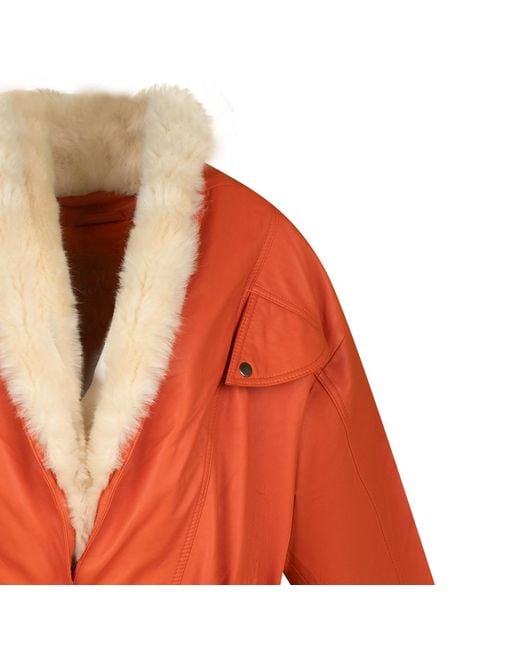 Zasta Studio Orange Highball Faux Fur Lining Bomber Leather Jacket