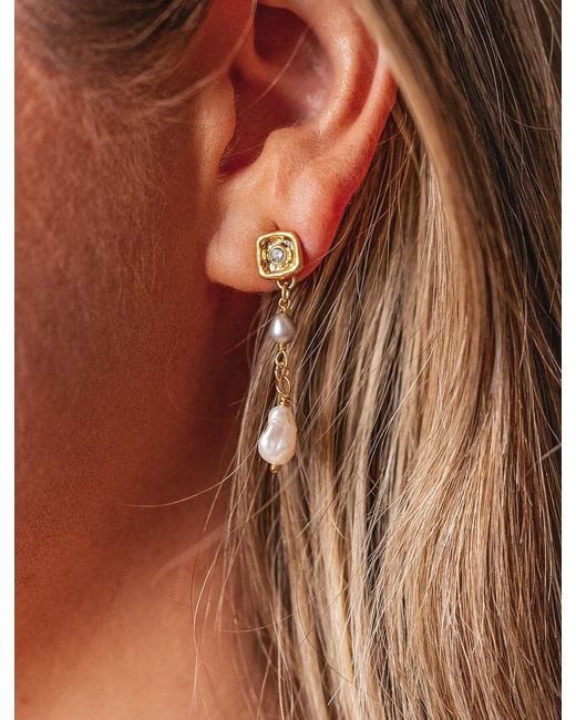 Loni Paul Jewelry Metallic Two Tone Rice Baroque Earring
