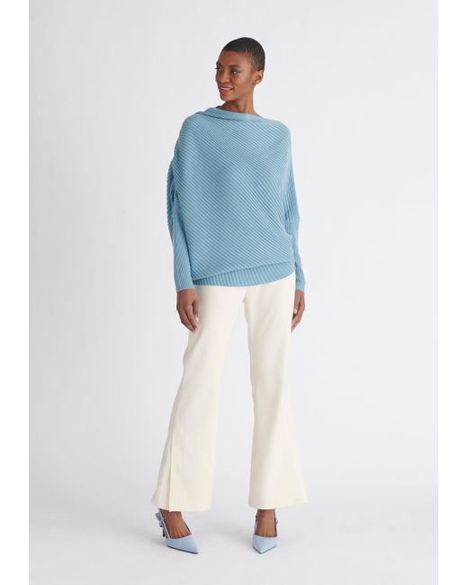 Paisie Blue Draped Knitted Jumper