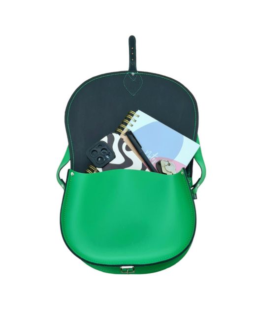 Zatchels Green Handmade Leather Saddle Bag