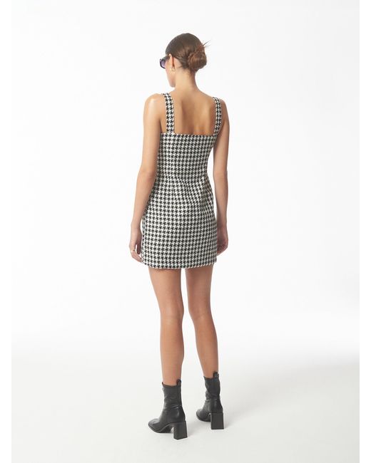 Sour Figs Black Sequined Houndstooth Bouclé-Knit Mini Dress