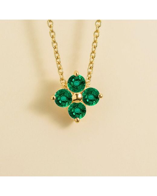 Juvetti Green Clover Emerald Necklace
