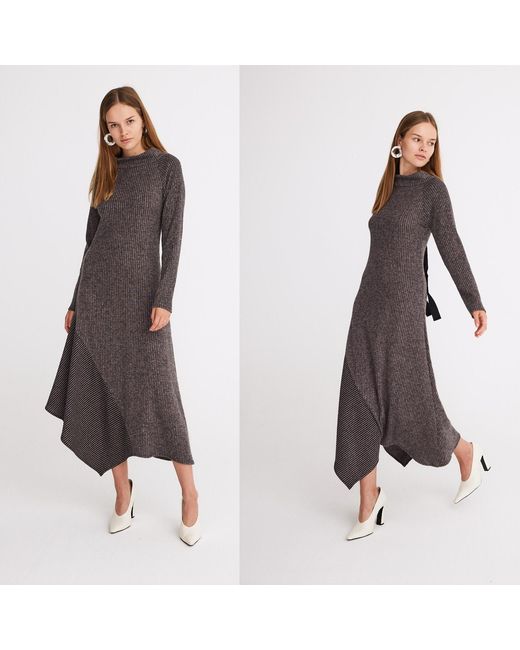 Mirimalist Gray Sunset Open-Back Knit Dress