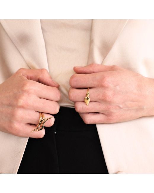 Linda Fiore Metallic Lotus Ring, Large Leaves, Vermeil
