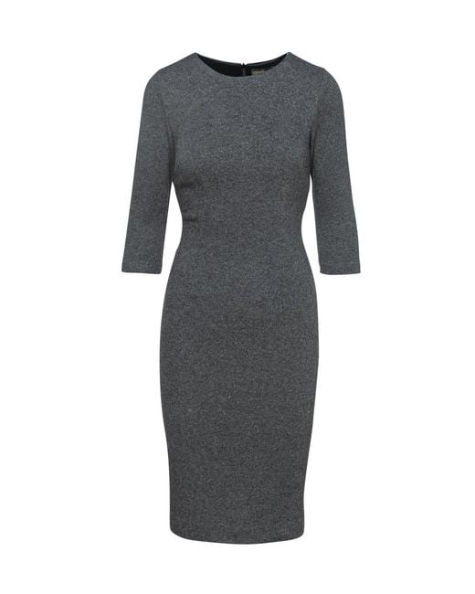Conquista Gray Fitted Knit Dress