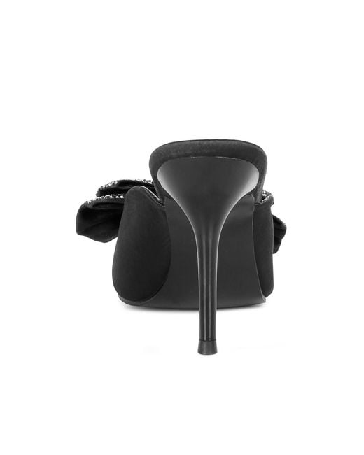 Rag & Co Black Elisda Embellished Bow High Heel Mules