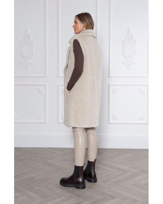 ISSY LONDON White Neutrals Rita Faux Shearling Gilet Stone