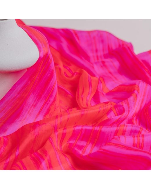 Silk and Bears Pink Hot Brushstroke Silk Scarf – Hand-Dyed Mulberry Silk Shawl, Beach & Pool Party Cover-Up