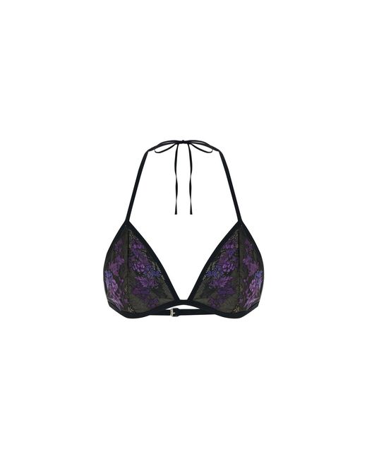 Maison sél Blue Mesh Bra With Embroidered