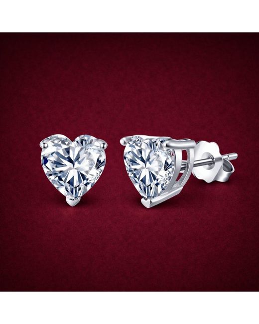Pearl Code White Angel Heart Studs — Fine Jewelry Moissanite, Gift Ready