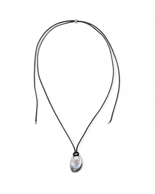 Miss Cecilia Metallic Oval Pebble Cord Necklace