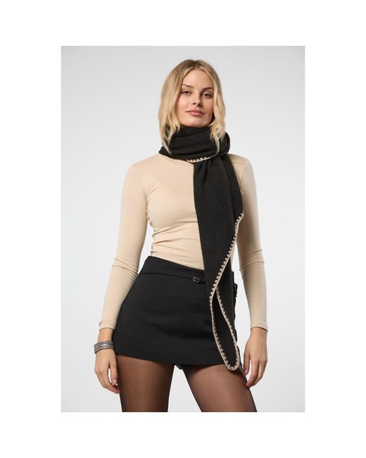 Saachi Black Knitted Triangle Shawl Wrap