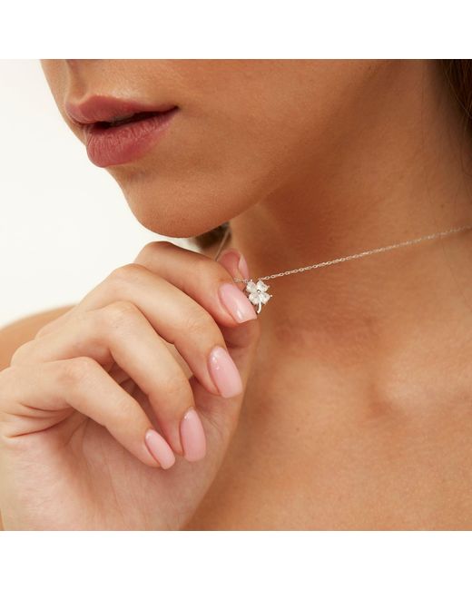 Spero London Metallic Four Leaf Clover Sterling Necklace