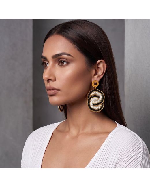 Iliana Arrazola Metallic Crisscrossed Circle Earrings, And