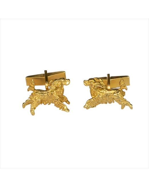 Simon Kemp Jewellers Metallic Leaping Spaniel Cufflinks Eighteen Carat On Solid Sterling for men