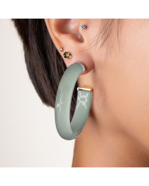 Gold & Honey Green Medium Illusion Hoops