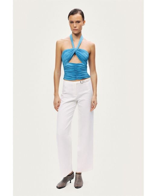 Nocturne Blue Cut-Out Draped Blouse