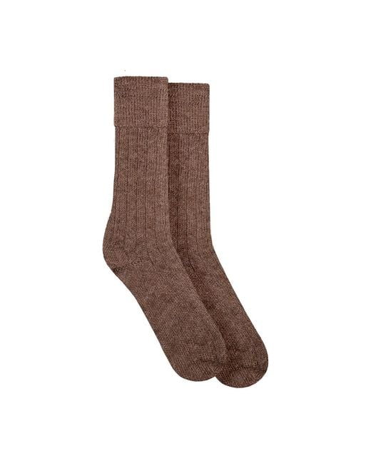 Paul James Knitwear Brown Alpaca Kenilworth Lounge Socks
