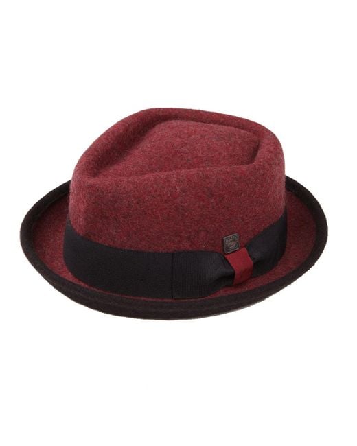 Dasmarca Hats Red Jackson Burgundy Wool Felt Two Tone Porkpie Hat for men