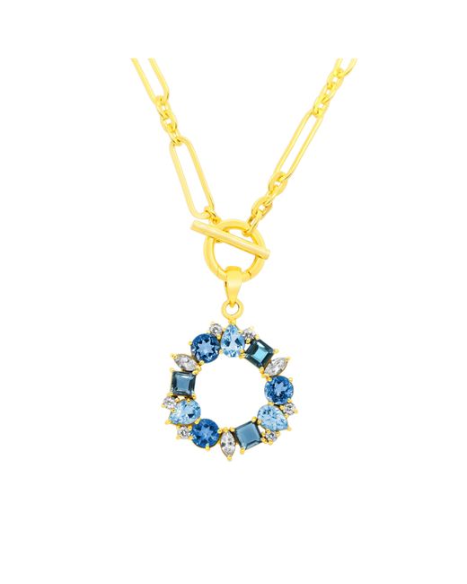 GEM BAZAAR Blue Topaz Trilogy Pendant