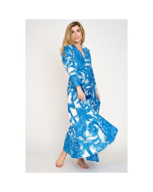 Antra Designs Blue Meilikki Sea Cotton Kaftan