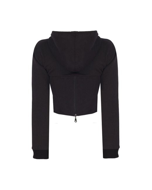 No'design Black Zip-Up Hoodie With Corset Detail