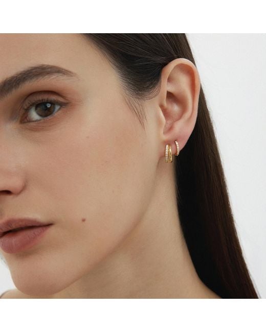 Vanhi White Kiki Crystal Huggie Earrings