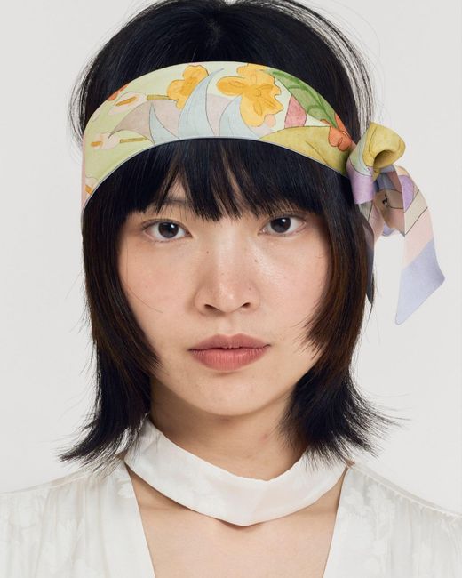 Lost Pattern Metallic I Am My Own Muse By Frida Silk Twill Skinny Scarf