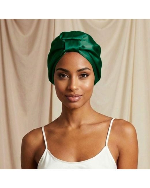 Hi Silk Green Set Of Two Double-Layer Silk Bonnets