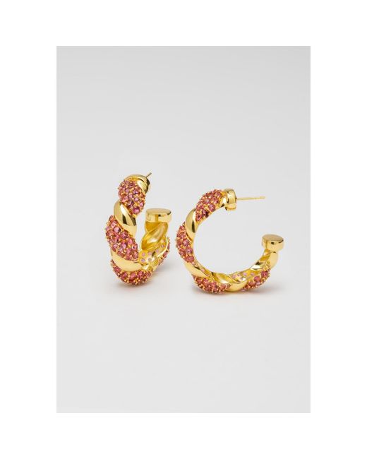 Lavani Jewels Metallic Fuchsia & Gold Plated Paramount Hoops
