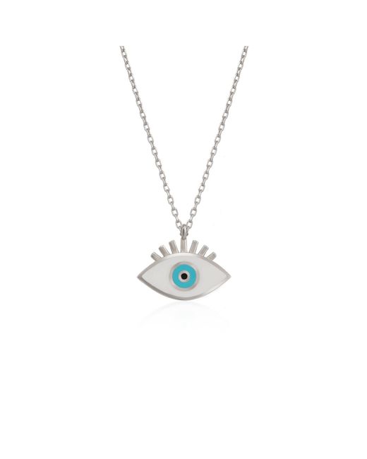 Spero London Metallic Sterling Evil Eye Eyelash Pendant Necklace