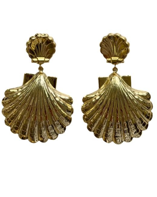 Laura Gray Green Classic Double Shell Earrings