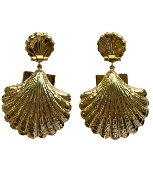 Laura Gray Green Classic Double Shell Earrings