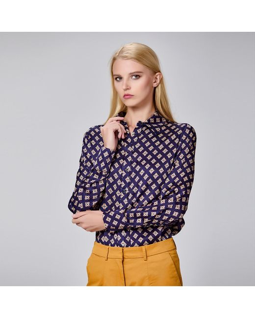 Smart and Joy Black Graphic Print Satin Long Sleeves Shirt