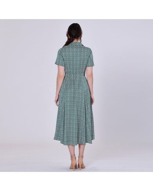 Smart and Joy Green Vintage Graphic Print Shirt Dress