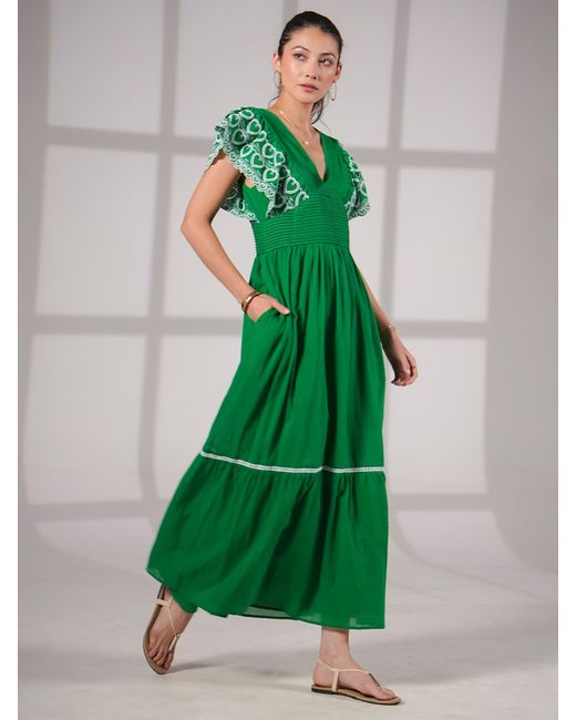 Rose & Nancy Green Eleanor Cotton Maxi Dress