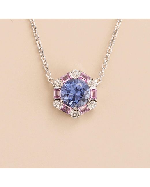 Juvetti Blue Melba Necklace Ceylon, Sapphire, Diamond