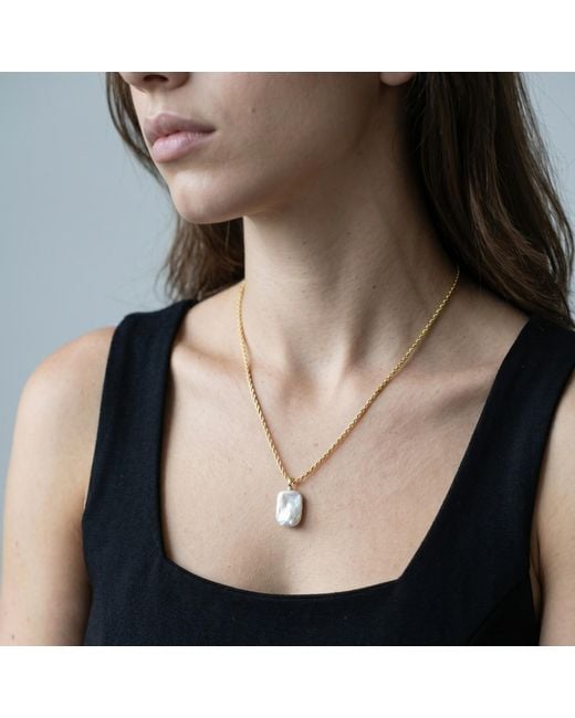 Uchi and Soto Metallic Shinju Square Pearl Necklace